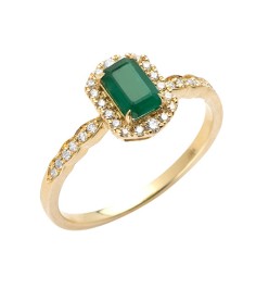 14KY 0.20CTW DIAMOND & EMERALD PROMISE RING