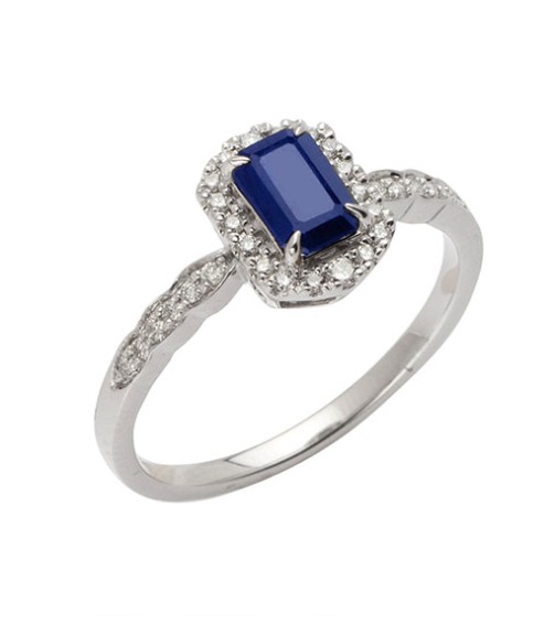 14KW 0.20CTW DIAMOND & SAPPHIRE PROMISE RING