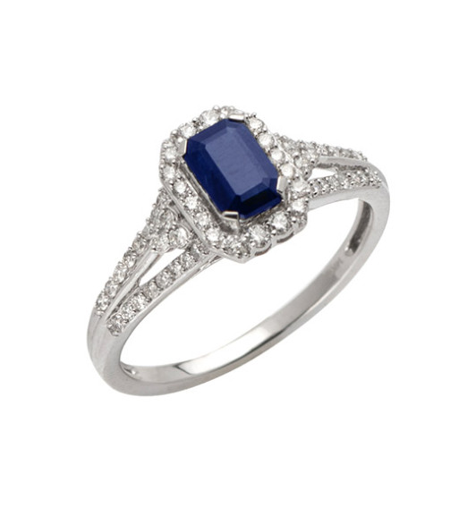 14KW 0.35CTW DIAMOND & SAPPHIRE PROMISE RING
