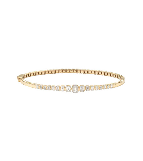 14KY 1.75CTW DIAMOND EMERALD CUT GRADUATING BANGLE