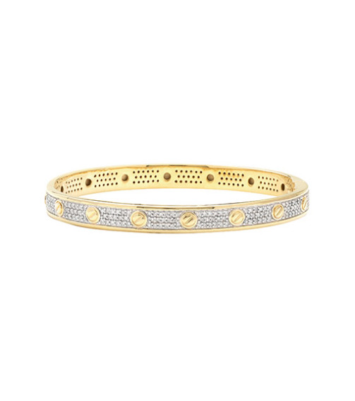 10KY 1.00CTW ROUND DIAMOND DESIGNER BANGLE