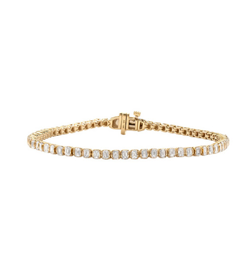 14KY 3.19CTW DIAMOND EMERALD CUT LADIES BRACELET