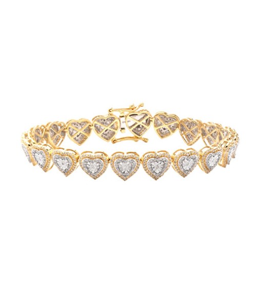 10KY+W 2.25CTW DIAMOND ROUND CLUSTER HEARTS