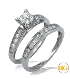 14KW 1.05CTW PC DIAMOND QUAD HEAD BRIDAL SET