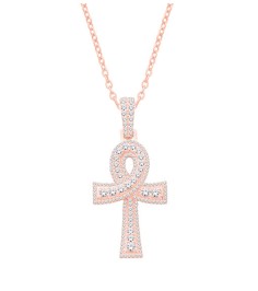 10 Karat Rose Gold 1.06 Carat Diamonds Ankh Cross HipHop Pendant-1032099-RG