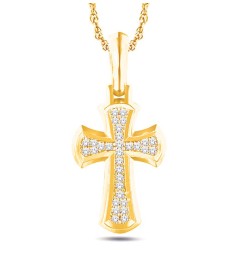 10 Karat All Yellow Gold 0.30 Carat Diamonds Latin Cross Pendant-1026337-ALY