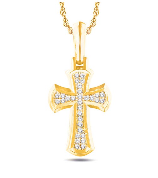 10 Karat All Yellow Gold 0.30 Carat Diamonds Latin Cross Pendant-1026337-ALY