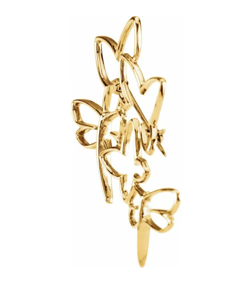 14K Yellow Butterfly & Dragonfly Brooch