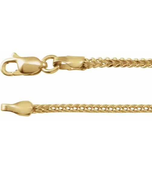 14K Yellow 1.5 mm Hollow Franco 18" Chain