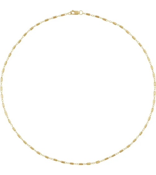 14K Yellow 1.7 mm Satellite Bar Cable 18" Chain