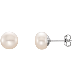 651659 Sterling Silver Set Pearl Cultured White Freshwater Pearl Pair 7.0-8.0 Mm Friction Friction Backs Included Polished Freshwater White Cultured Pearl Earrings