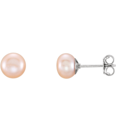 651659 Sterling Silver Set Pearl Cultured Pink Freshwater Pearl Pair 6.0-7.0 Mm Friction Friction Backs Included Polished Freshwater Pink Cultured Pearl Earrings