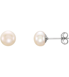 651659 Sterling Silver Set Pearl Cultured White Freshwater Pearl Pair 6.0-7.0 Mm Friction Friction Backs Included Polished Freshwater White Cultured Pearl Earrings