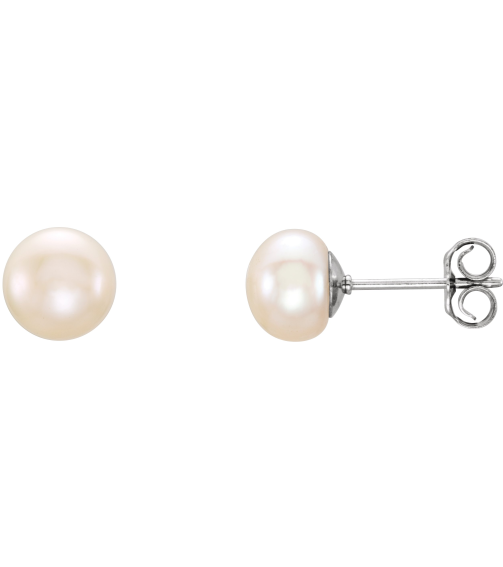651659 Sterling Silver Set Pearl Cultured White Freshwater Pearl Pair 6.0-7.0 Mm Friction Friction Backs Included Polished Freshwater White Cultured Pearl Earrings