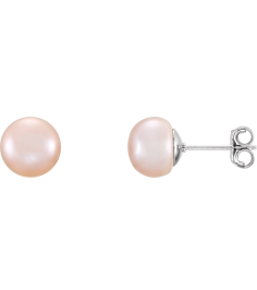 651659 Sterling Silver Set Pearl Cultured Pink Freshwater Pearl Pair 7.0-8.0 Mm Friction Friction Backs Included Polished Freshwater Pink Cultured Pearl Earrings