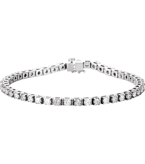 Brc12 Bracelet Set 14K White Round Natural Diamond 3Mm 4 34 Ctw I1, G-H 7 In Polished Line Bracelet