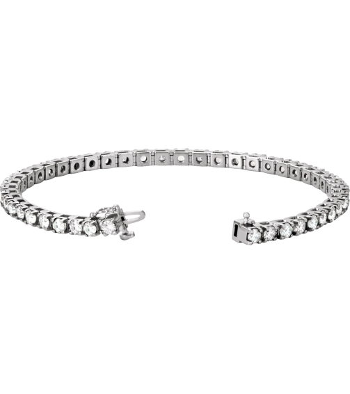 Brc12 Bracelet Set 14K White Round Natural Diamond 3Mm 4 34 Ctw I1, G-H 7 In Polished Line Bracelet