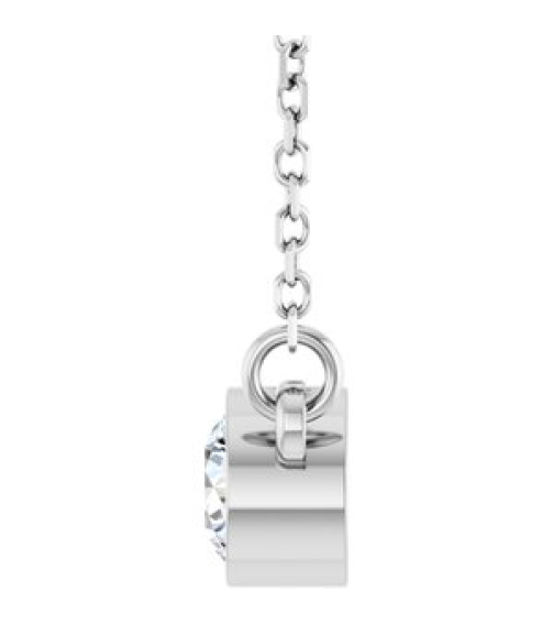 61134 Necklace Set 14K White Round Natural Diamond 4.1Mm 14 Ct I1, G-H 18 In Polished 14 Ct Natural Diamond Solitaire Necklace