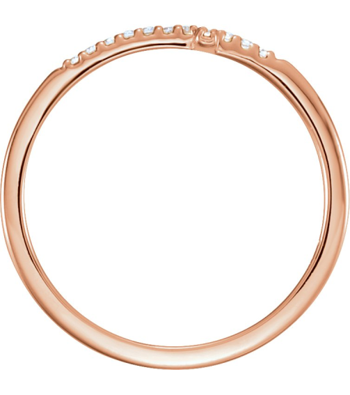 122276 Ring Set 14K Rose Natural Diamond Round 1 Mm Polished .07 Ctw Natural Diamond Sideways Cross Ring