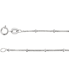 Ch228 14K White Curb 1 Mm 16 In Spring Ring Polished Beaded Curb Chain
