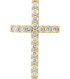 R42157 Pendant Set 14K Yellow Round Natural Diamond 2Mm 12 Ctw I1, G-H Polished 12 Ctw Natural Diamond Petite Cross Pendant