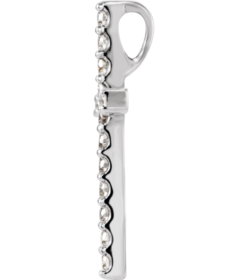 R42157 Pendant Set 14K White Round Natural Diamond 2Mm 12 Ctw I1, G-H Polished 12 Ctw Natural Diamond Petite Cross Pendant