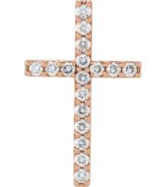 R42157 Pendant Set 14K Rose Round Natural Diamond 2Mm 12 Ctw I1, G-H Polished 12 Ctw Natural Diamond Petite Cross Pendant