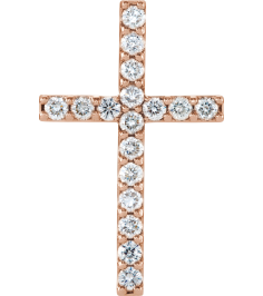 R42157 Pendant Set 14K Rose Round Natural Diamond 2.5Mm 1 Ctw I1, G-H Polished 1 Ctw Natural Diamond Petite Cross Pendant