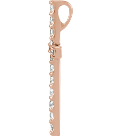 R42157 Pendant Set 14K Rose Round Natural Diamond 2.5Mm 1 Ctw I1, G-H Polished 1 Ctw Natural Diamond Petite Cross Pendant