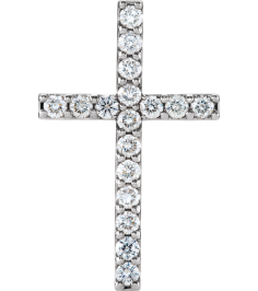 R42157 Pendant Set Platinum Round Natural Diamond 2.5Mm 1 Ctw Si1, G-H Polished 1 Ctw Natural Diamond Petite Cross Pendant