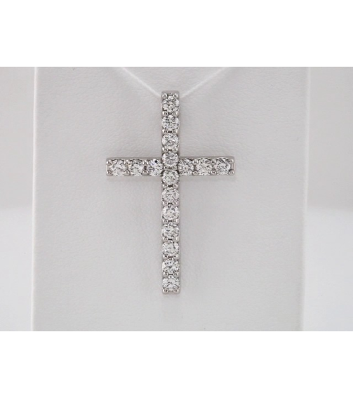 R42157 Pendant Set Platinum Round Natural Diamond 2.5Mm 1 Ctw Si1, G-H Polished 1 Ctw Natural Diamond Petite Cross Pendant
