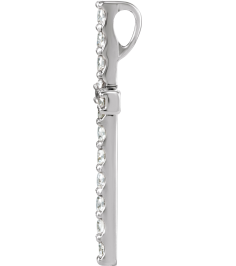 R42157 Pendant Set Platinum Round Natural Diamond 2.5Mm 1 Ctw Si1, G-H Polished 1 Ctw Natural Diamond Petite Cross Pendant