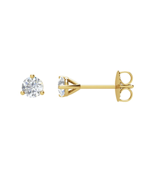 66233 14K Yellow Set Round Natural Diamond Pair 3.4Mm 13 Ctw I3, G-H Friction Friction Backs Included 3-Prong Polished 13 Ctw Natural Diamond Stud Earrings