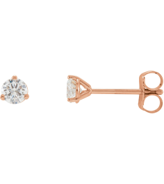 66233 14K Rose Set Round Natural Diamond Pair 3.4Mm 13 Ctw I3, G-H Friction Friction Backs Included 3-Prong Polished 13 Ctw Natural Diamond Stud Earrings