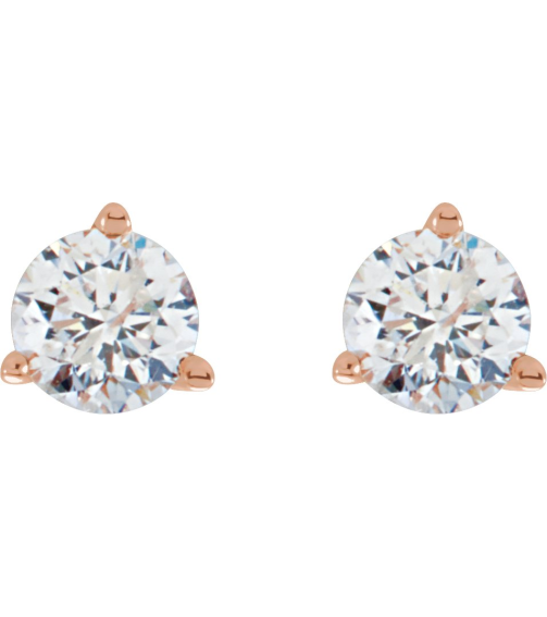 66233 14K Rose Set Round Natural Diamond Pair 3.4Mm 13 Ctw I3, G-H Friction Friction Backs Included 3-Prong Polished 13 Ctw Natural Diamond Stud Earrings