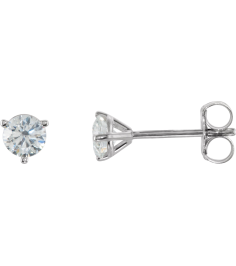 66233 14K White Set Round Natural Diamond Pair 4Mm 12 Ctw I3, G-H Friction Friction Backs Included 3-Prong Polished 12 Ctw Natural Diamond Stud Earrings