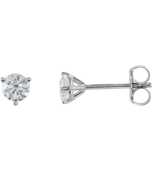 66233 14K White Set Round Natural Diamond Pair 4Mm 12 Ctw I3, G-H Friction Friction Backs Included 3-Prong Polished 12 Ctw Natural Diamond Stud Earrings