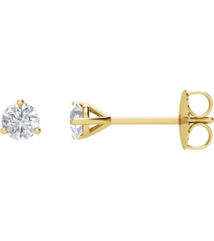66233 14K Yellow Set Round Natural Diamond Pair 4Mm 12 Ctw I3, G-H Friction Friction Backs Included 3-Prong Polished 12 Ctw Natural Diamond Stud Earrings