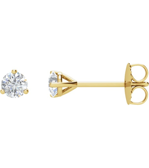 66233 14K Yellow Set Round Natural Diamond Pair 4Mm 12 Ctw I3, G-H Friction Friction Backs Included 3-Prong Polished 12 Ctw Natural Diamond Stud Earrings