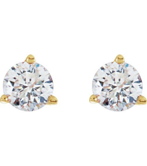 66233 14K Yellow Set Round Natural Diamond Pair 4Mm 12 Ctw I3, G-H Friction Friction Backs Included 3-Prong Polished 12 Ctw Natural Diamond Stud Earrings