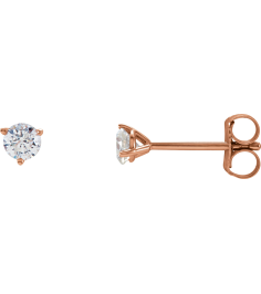 66233 14K Rose Set Round Natural Diamond Pair 3.2Mm 14 Ctw I3, G-H Friction Friction Backs Included 3-Prong Polished 14 Ctw Natural Diamond Stud Earrings