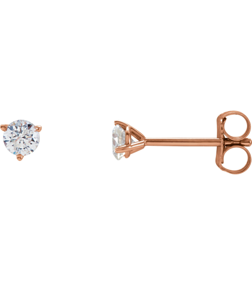 66233 14K Rose Set Round Natural Diamond Pair 3.2Mm 14 Ctw I3, G-H Friction Friction Backs Included 3-Prong Polished 14 Ctw Natural Diamond Stud Earrings