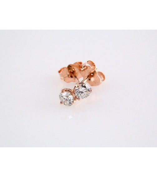 66233 14K Rose Set Round Natural Diamond Pair 3.2Mm 14 Ctw I3, G-H Friction Friction Backs Included 3-Prong Polished 14 Ctw Natural Diamond Stud Earrings