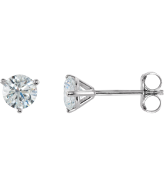 66233 14K White Set Round Natural Diamond Pair 4.5Mm 34 Ctw I3, G-H Friction Friction Backs Included 3-Prong Polished 34 Ctw Natural Diamond Stud Earrings