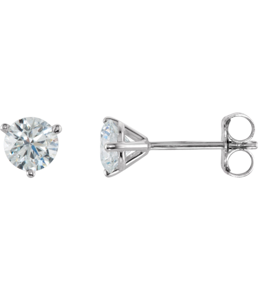 66233 14K White Set Round Natural Diamond Pair 4.5Mm 34 Ctw I3, G-H Friction Friction Backs Included 3-Prong Polished 34 Ctw Natural Diamond Stud Earrings