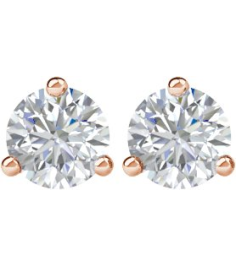 66233 14K Rose Set Round Natural Diamond Pair 5Mm 1 Ctw I3, G-H Friction Friction Backs Included 3-Prong Polished 1Ctw Natural Diamond Stud Earrings
