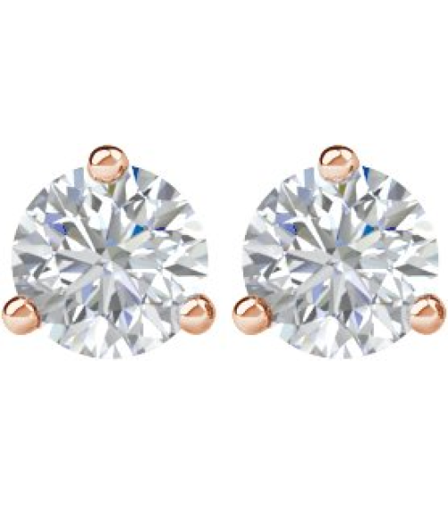 66233 14K Rose Set Round Natural Diamond Pair 5Mm 1 Ctw I3, G-H Friction Friction Backs Included 3-Prong Polished 1Ctw Natural Diamond Stud Earrings