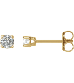 1874 14K Yellow Set Round Natural Diamond Pair 3Mm 15 Ctw I3, G-H Friction Friction Backs Included 4-Prong Polished 15 Ctw Natural Diamond Stud Earrings