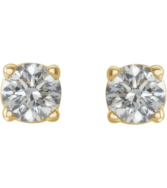 1874 14K Yellow Set Round Natural Diamond Pair 3Mm 15 Ctw I3, G-H Friction Friction Backs Included 4-Prong Polished 15 Ctw Natural Diamond Stud Earrings