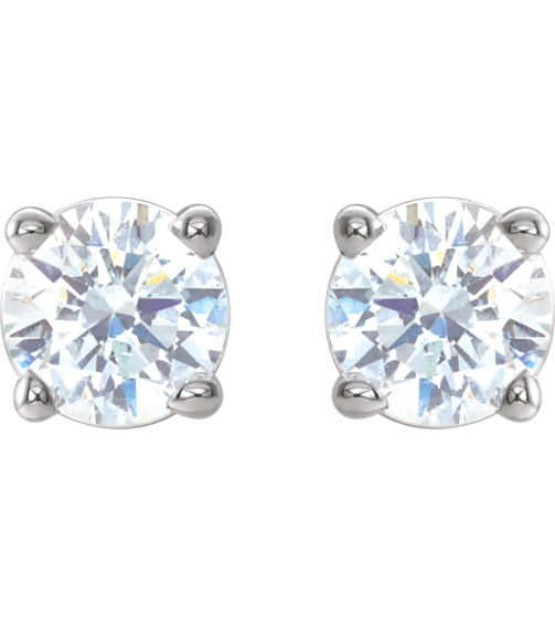 1874 14K White Set Round Natural Diamond Pair 3.4Mm 13 Ctw I3, G-H Friction Friction Backs Included 4-Prong Polished 13 Ctw Natural Diamond Stud Earrings
